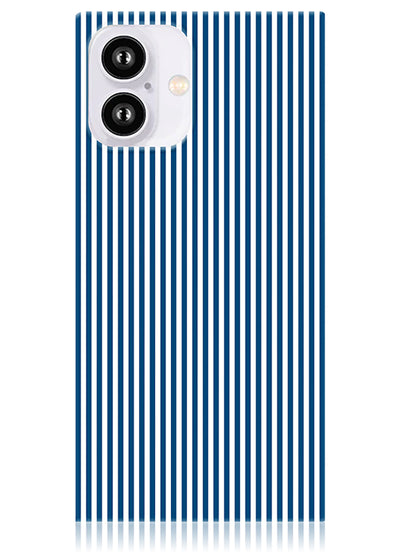 Blue & White Oxford Stripe SQUARE iPhone Case #iPhone 16 Plus