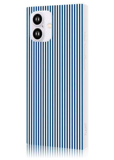 Blue & White Oxford Stripe SQUARE iPhone Case #iPhone 16