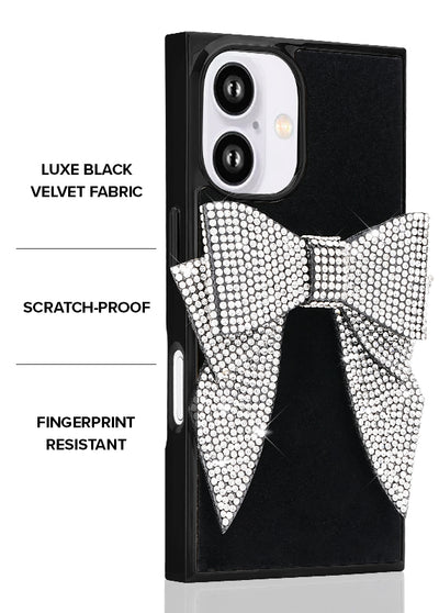 Black Velvet Bow Brilliance SQUARE iPhone Case #iPhone 16 Plus,iPhone 16