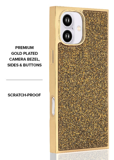 Gold Crystal Elegance SQUARE iPhone Case #iPhone 16 Plus + MagSafe,iPhone 16 + MagSafe