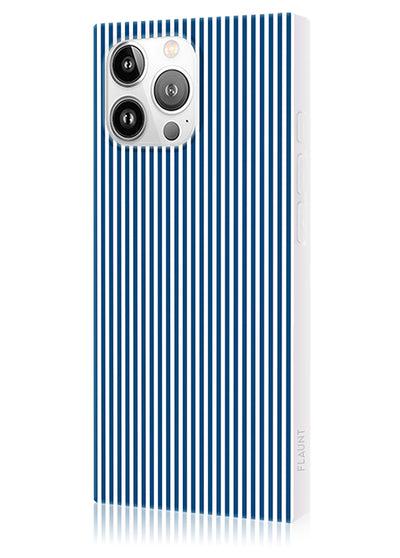 Blue & White Oxford Stripe SQUARE iPhone Case #iPhone 16 Pro