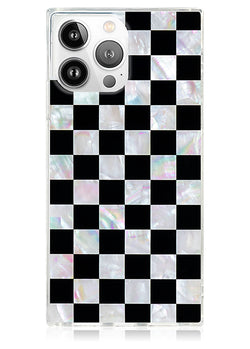 Checkered Mother of Pearl SQUARE iPhone Case #iPhone 17 Pro Max + MagSafe