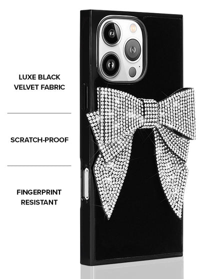 Black Velvet Bow Brilliance SQUARE iPhone Case #iPhone 16 Pro Max, iPhone 16 Pro