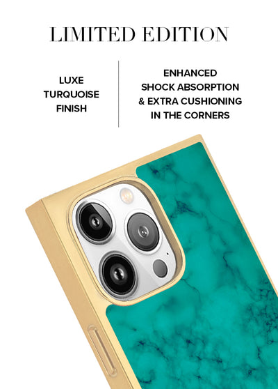 Gilded Turquoise SQUARE iPhone Case #iPhone 16 Pro Max + MagSafe,iPhone 16 Pro + MagSafe