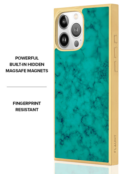 Gilded Turquoise SQUARE iPhone Case #iPhone 16 Pro Max + MagSafe,iPhone 16 Pro + MagSafe