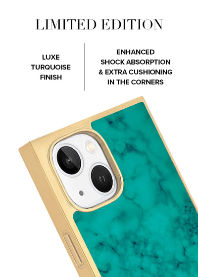 Gilded Turquoise SQUARE iPhone Case #iPhone 17e/16e/14/13 + MagSafe