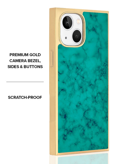 Gilded Turquoise SQUARE iPhone Case #iPhone 17e/16e/14/13 + MagSafe