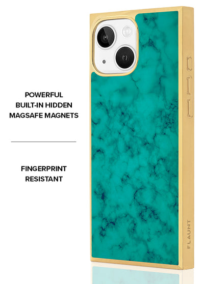 Gilded Turquoise SQUARE iPhone Case #iPhone 17e/16e/14/13 + MagSafe