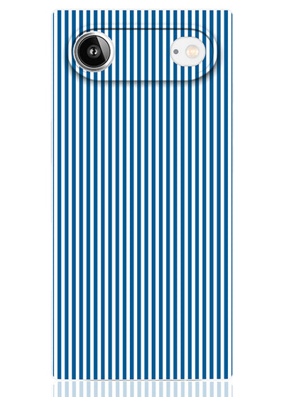 Blue & White Oxford Stripe SQUARE iPhone Case #iPhone Air + MagSafe