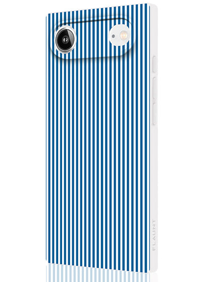 Blue & White Oxford Stripe SQUARE iPhone Case #iPhone Air + MagSafe