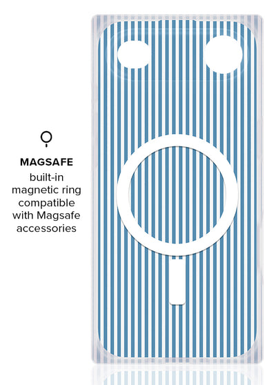 Blue & White Oxford Stripe SQUARE iPhone Case #iPhone Air + MagSafe