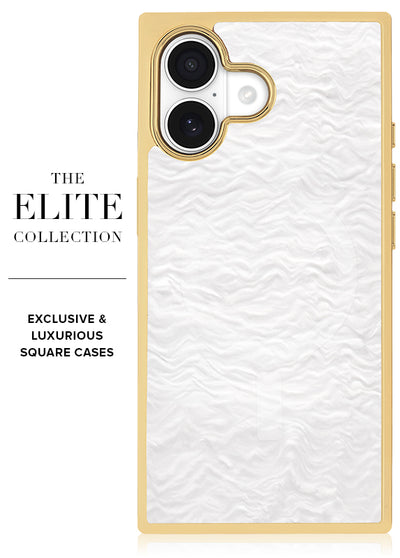 Gilded Pearl Elegance SQUARE iPhone Case #iPhone 17 + MagSafe