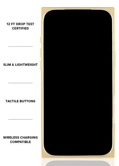 Gold Checkered Mother of Pearl SQUARE iPhone Case #iPhone 17 + MagSafe