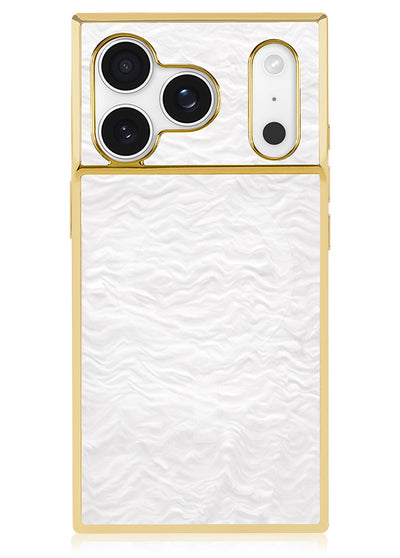 Gilded Pearl Elegance SQUARE iPhone Case #iPhone 17 Pro + MagSafe