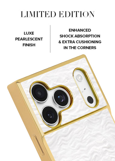 Gilded Pearl Elegance SQUARE iPhone Case #iPhone 17 Pro + MagSafe