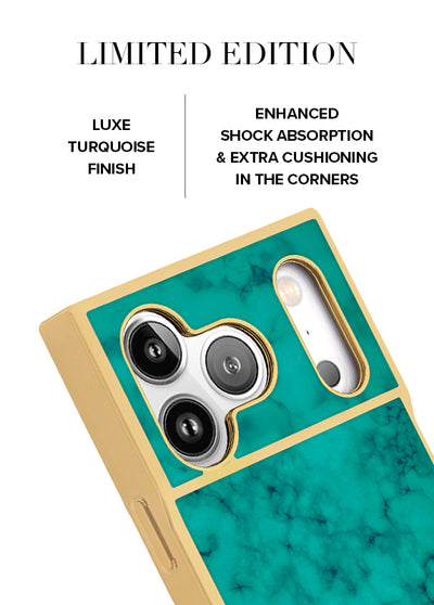 Gilded Turquoise SQUARE iPhone Case #iPhone 17 Pro + MagSafe