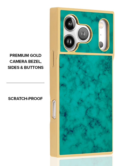 Gilded Turquoise SQUARE iPhone Case #iPhone 17 Pro + MagSafe