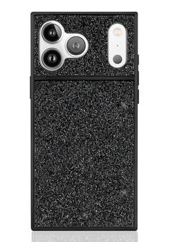 Black Crystal Elegance SQUARE iPhone Case #iPhone 17 Pro Max + MagSafe,iPhone 17 Pro + MagSafe