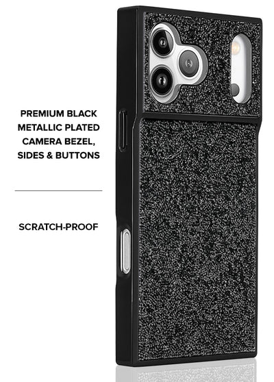 Black Crystal Elegance SQUARE iPhone Case #iPhone 17 Pro Max + MagSafe,iPhone 17 Pro + MagSafe