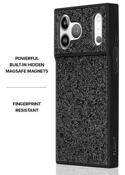 Black Crystal Elegance SQUARE iPhone Case #iPhone 17 Pro Max + MagSafe,iPhone 17 Pro + MagSafe