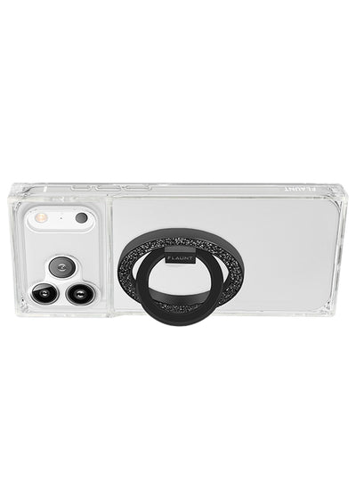 Black Crystal Elegance Premium Metallic MagSafe Phone Ring Stand (Works with MagSafe Cases Only)