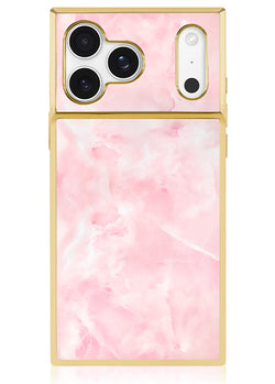 Gilded Faux Rose Quartz SQUARE iPhone Case #iPhone 17 Pro Max + MagSafe
