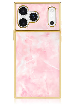 Gilded Faux Rose Quartz SQUARE iPhone Case #iPhone 17 Pro Max + MagSafe