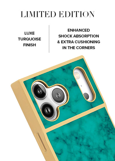 Gilded Turquoise SQUARE iPhone Case #iPhone 17 Pro Max + MagSafe