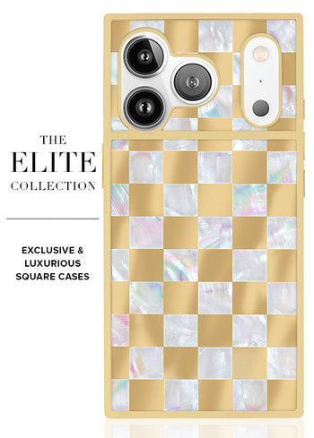 Elite Collection - SQUARE® Gold Checkered Mother of Pearl iPhone Case