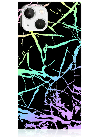 Holographic Black Marble Square iPhone Case #iPhone 13