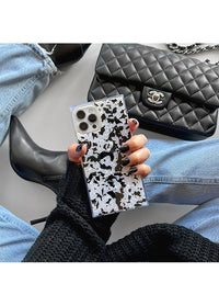 ["Black", "and", "White", "Shell", "SQUARE", "iPhone", "Case"]