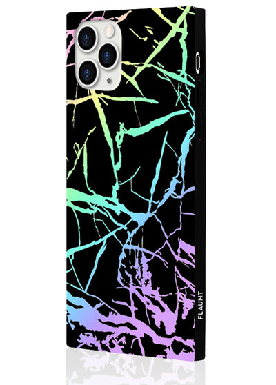 Holo Black Marble Square Phone Case #iPhone 11 Pro