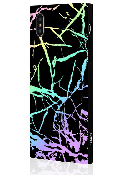 Holo Black Marble Square Phone Case #iPhone XS Max