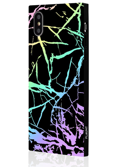 Holo Black Marble Square Phone Case #iPhone X / iPhone XS