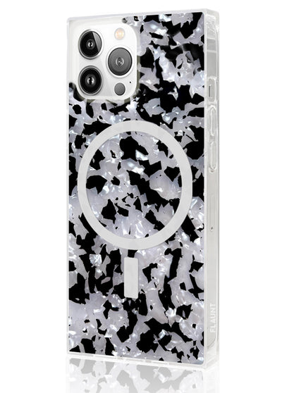 Black and White Shell Square iPhone Case #iPhone 13 Pro Max + MagSafe
