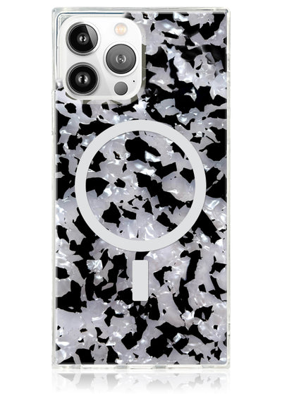 Black and White Shell Square iPhone Case #iPhone 13 Pro + MagSafe