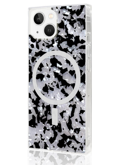 Black and White Shell Square iPhone Case #iPhone 13 + MagSafe