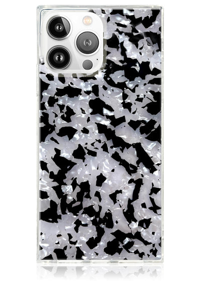 Black and White Shell Square iPhone Case #iPhone 14 Pro
