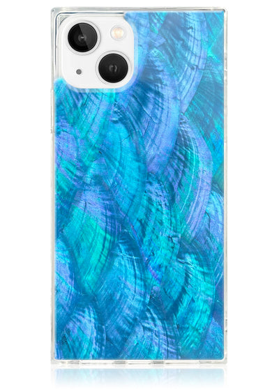 Blue Mother of Pearl Square iPhone Case #iPhone 13 Mini