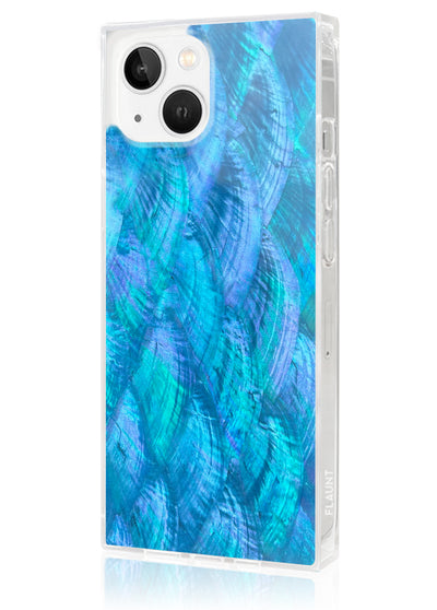 Blue Mother of Pearl Square iPhone Case #iPhone 14 Plus