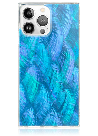 Blue Mother of Pearl Square iPhone Case #iPhone 14 Pro