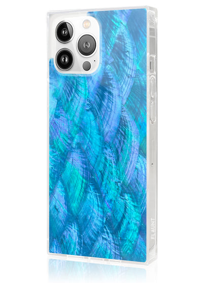 Blue Mother of Pearl Square iPhone Case #iPhone 14 Pro Max