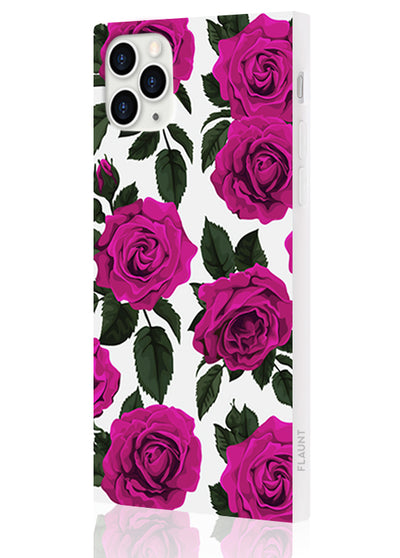Fuchsia Rose Print Square iPhone Case #iPhone 11 Pro Max