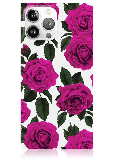 Fuchsia Rose Print Square iPhone Case #iPhone 13 Pro Max