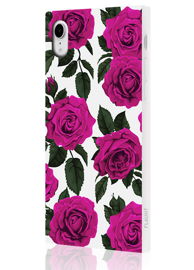 Fuchsia Rose Print Square iPhone Case #iPhone XR