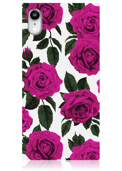 Fuchsia Rose Print Square iPhone Case #iPhone XR
