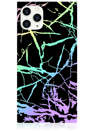 Holographic Black Marble Square iPhone Case #iPhone 11 Pro