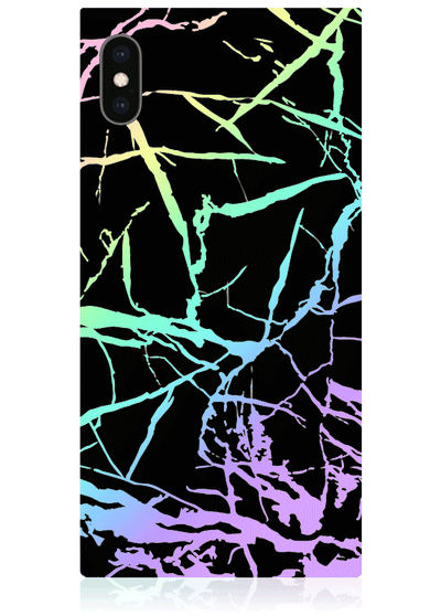Holographic Black Marble Square iPhone Case #iPhone XS Max