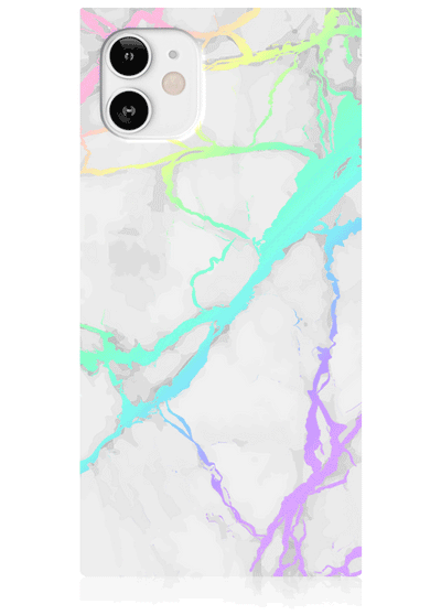 Holographic Marble Square iPhone Case #iPhone 12 Mini