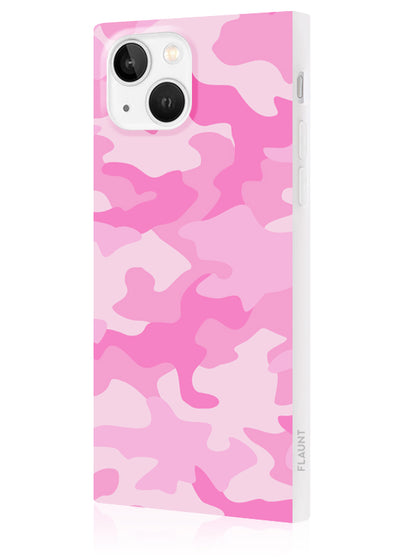 Matte Pink Camo Square iPhone Case #iPhone 13 Mini